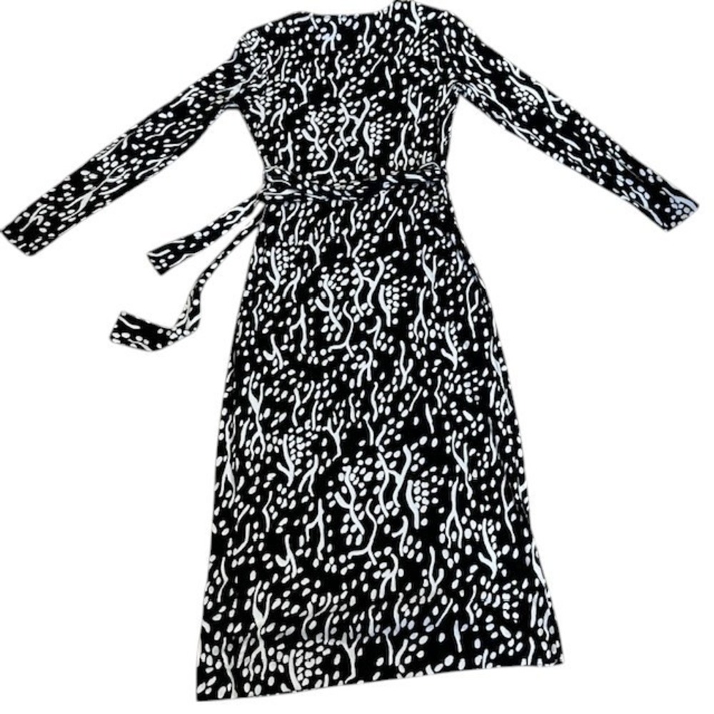 Diane Von Furstenburg (DVF) Target Wrap Dress Black White Print Midi Size XXS - Picture 12 of 15